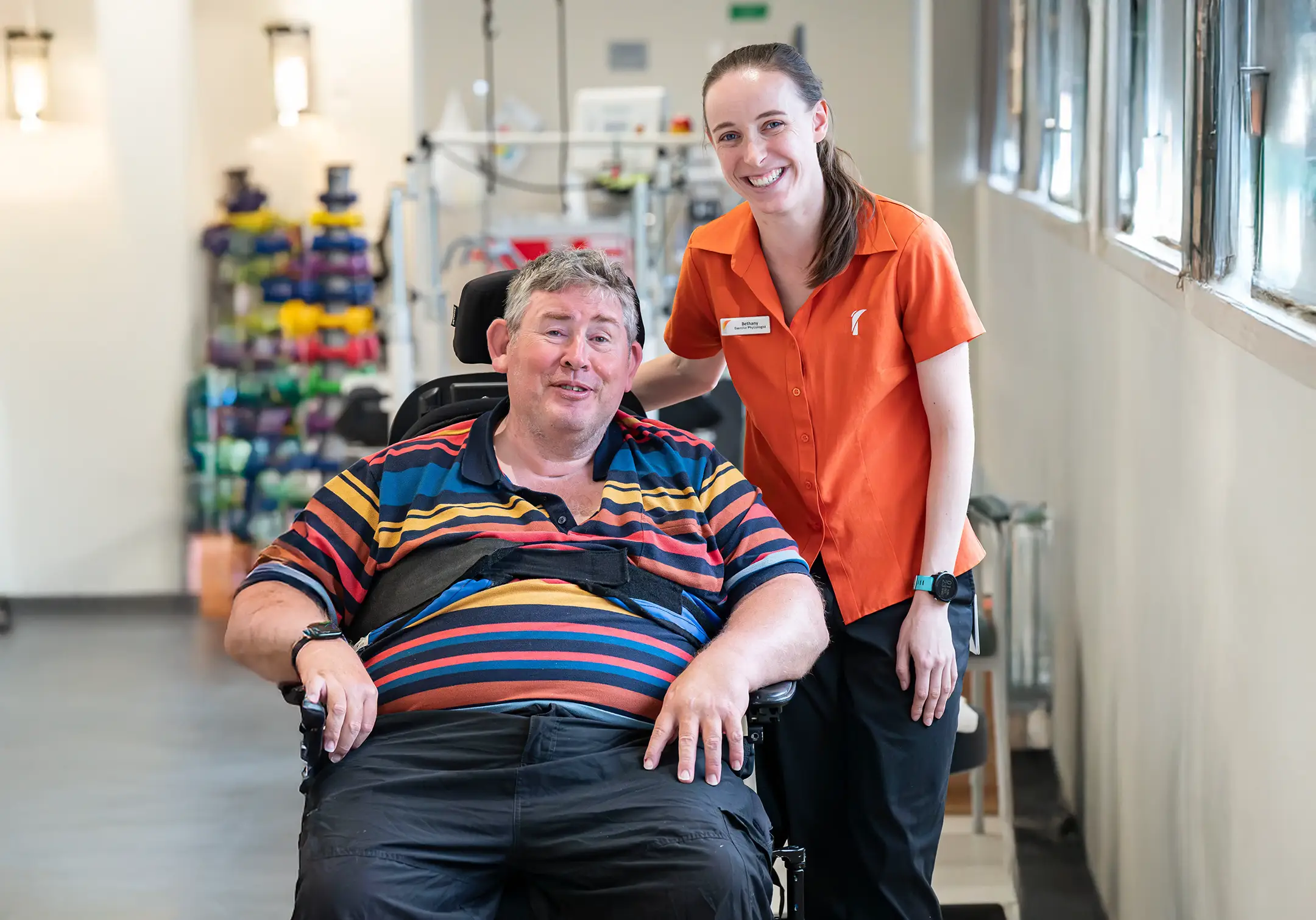 Royal Rehab staff member, Bethany, with client.